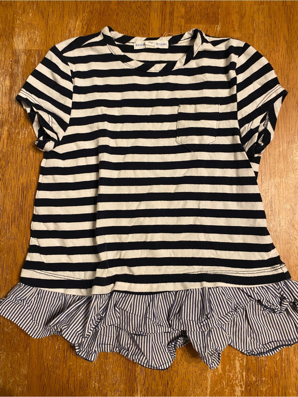 Toddlers Striped Short Sleeve Tee with Ruffle Hem